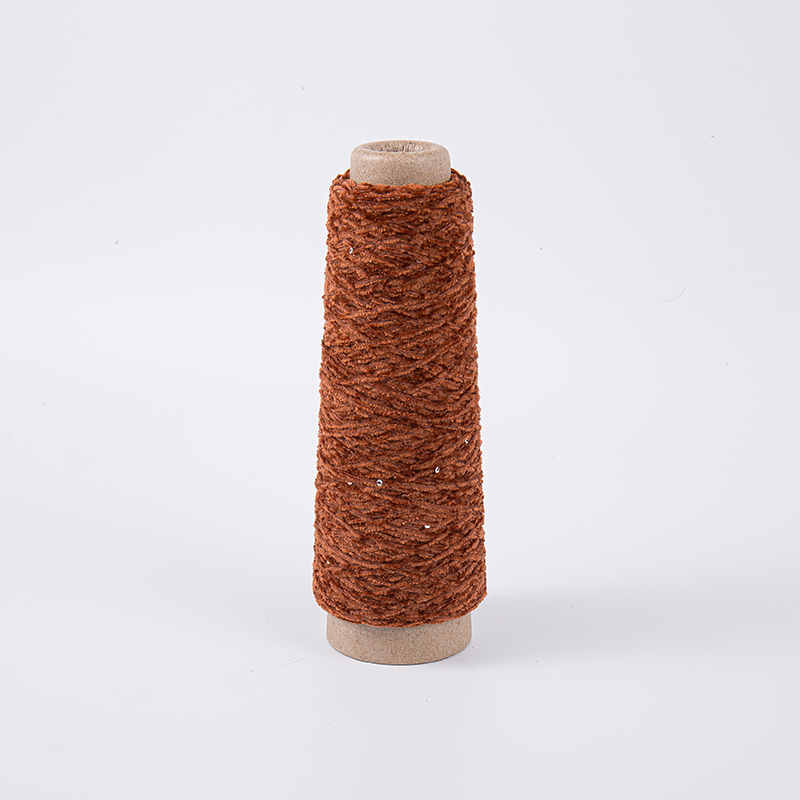Lysebrun chenille garn polyester paillette garn